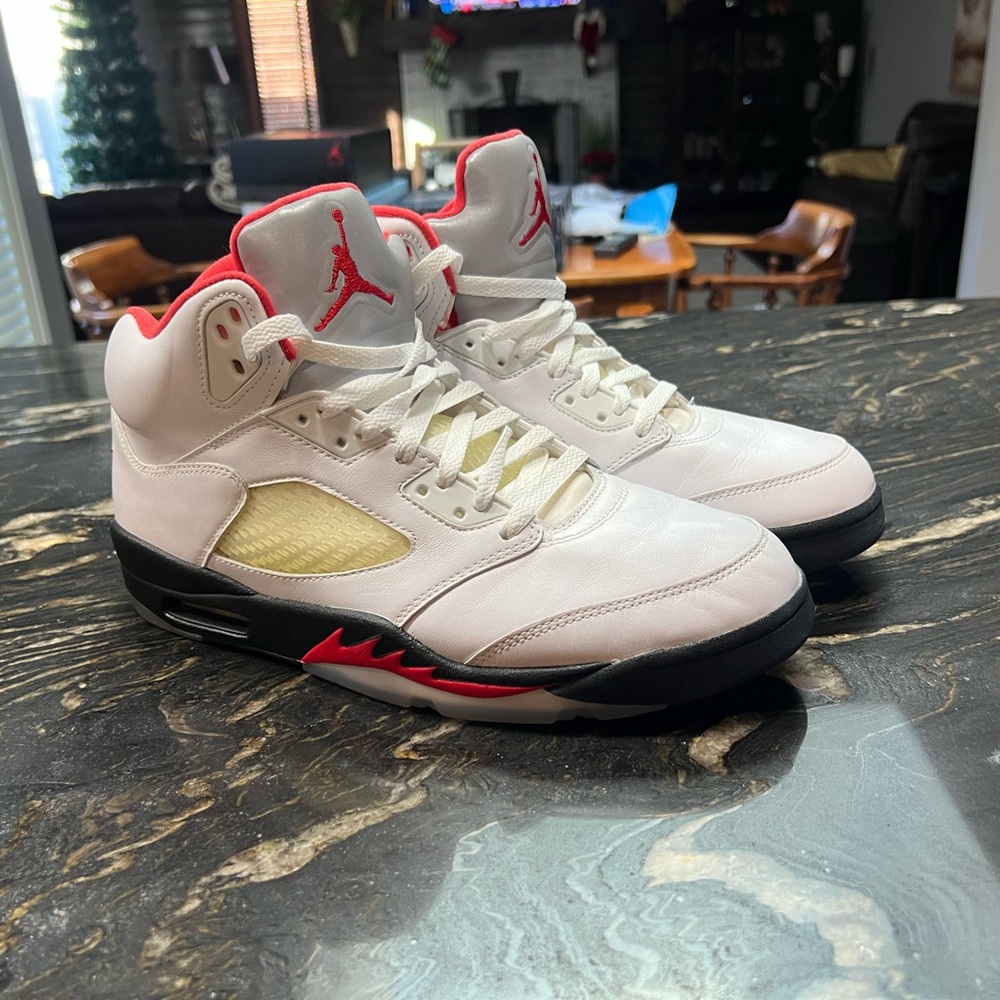 Jordan 5 Retro Fire Red Silver Tongue Men's Shoes
